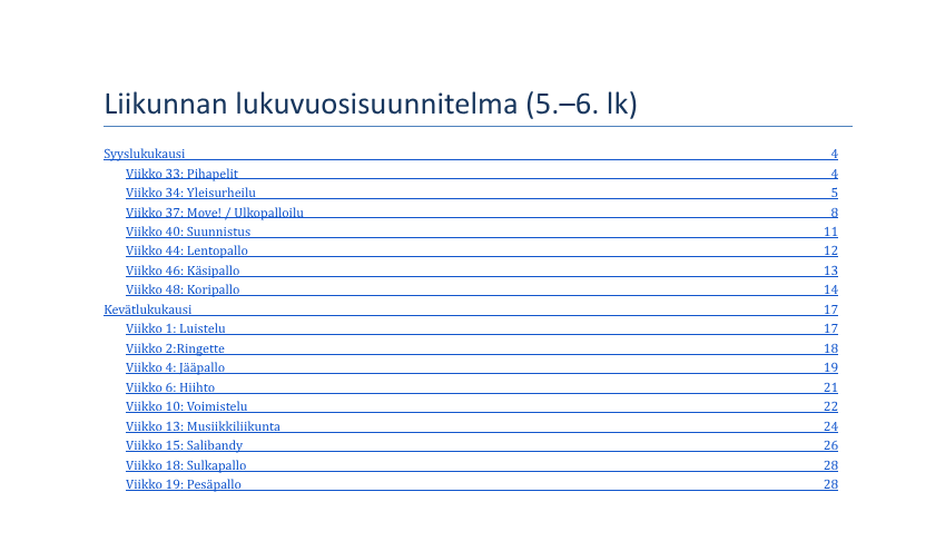 Liikunnan lukuvuosisuunnitelma (5.-6.lk)